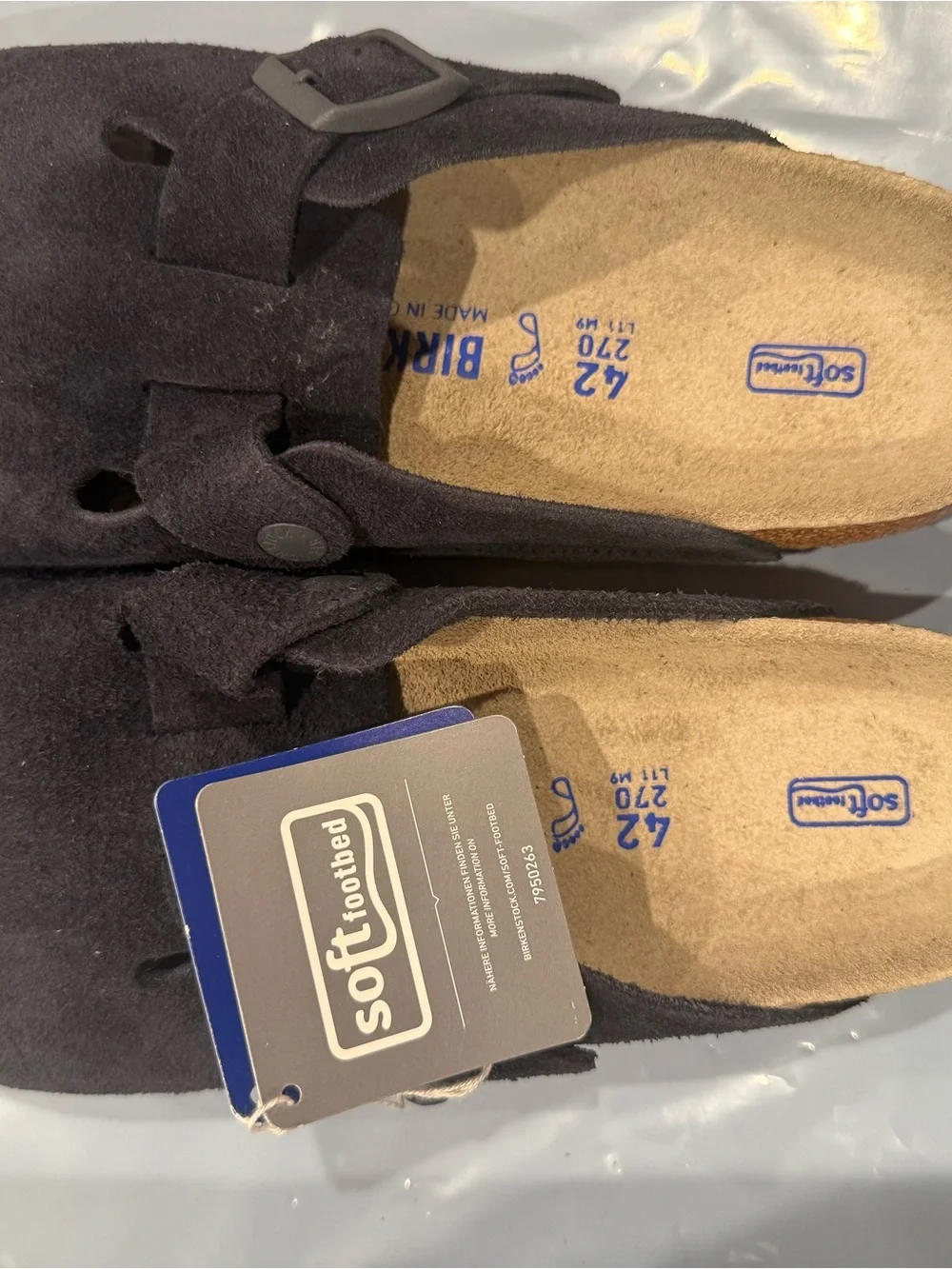 Birkenstock Boston Men's Suede Slip-On Clogs in Dark Navy